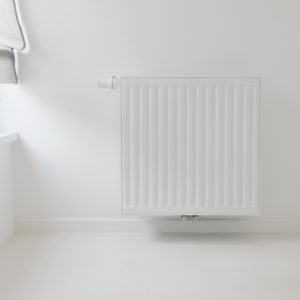 interior detail with radiator and white epoxy floor